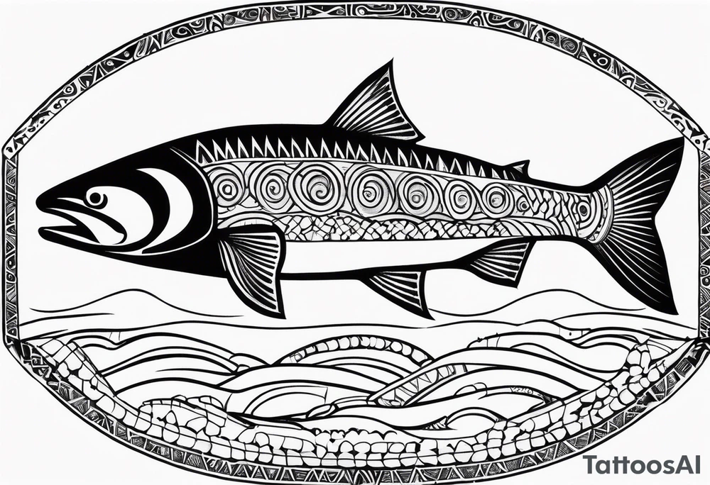 Inuit salmon fish tattoo idea