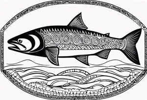 Inuit salmon fish tattoo idea