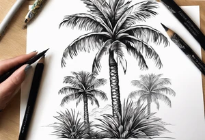 tall solitary royal palm tree tattoo idea