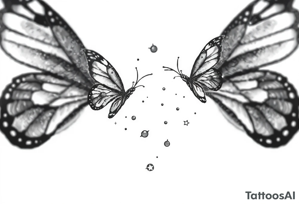 Basic butterflies with lots of sparkles and some bubbles tattoo idea