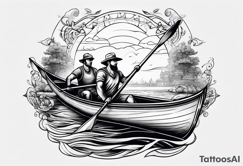 two people rowing tattoo idea