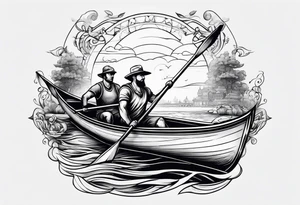 two people rowing tattoo idea