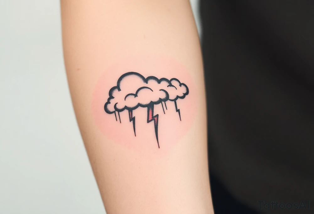 Black storm clouds with rain & lightning bolts tattoo idea
