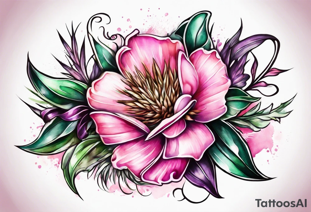 Sagebrush breast cancer ribbon tattoo idea