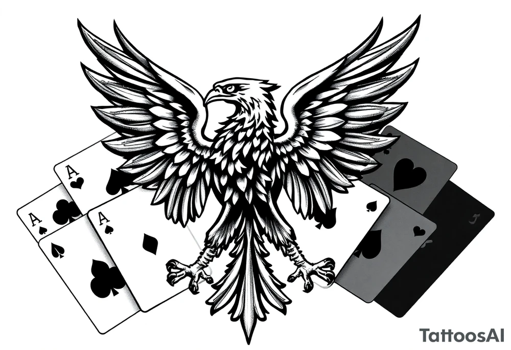 poland symbol and poker cards the wings of the eagle in the poland symbol are in the form of poker cards tattoo idea