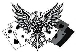 poland symbol and poker cards the wings of the eagle in the poland symbol are in the form of poker cards tattoo idea