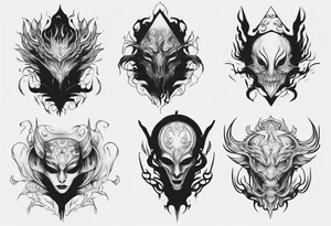 A black faceless shadow creature tattoo idea