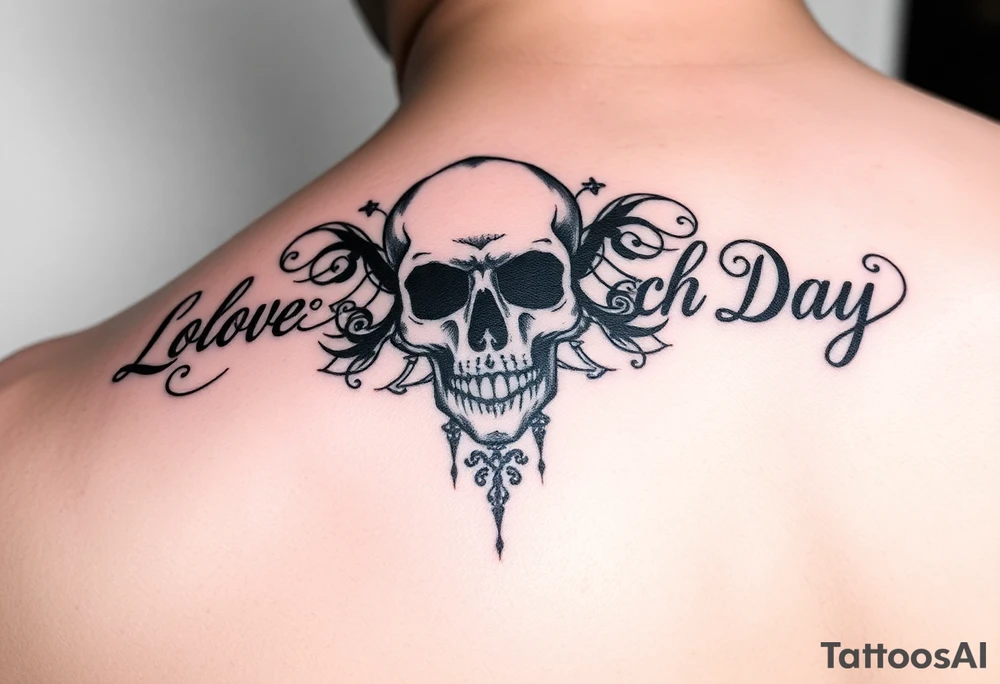 Love Each Day tattoo with  a skull tattoo idea