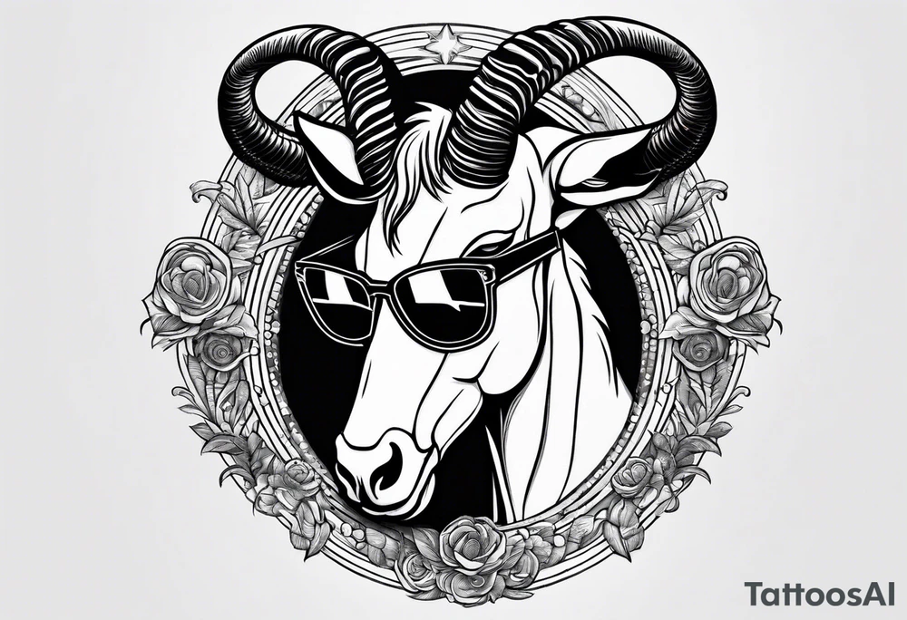 capricorn with sunglasses and shotgun tattoo idea