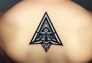 Geometric small triangle about different paths in life merge together and become stronger while being psychedelic and trippy tattoo idea