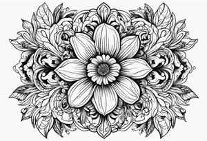 fine line whimsical floral design mirrored tattoo idea