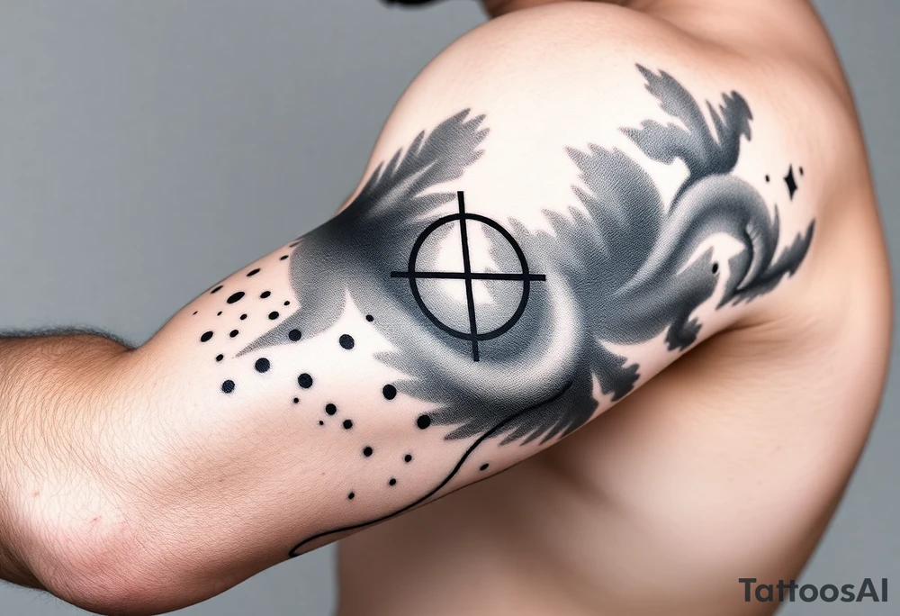 scope crosshairs with eerie fog in background tattoo idea