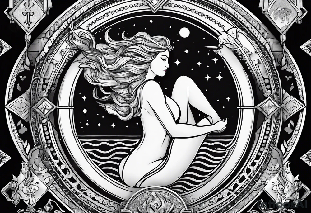 tarot card with Aquarius feeling tattoo idea
