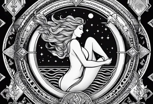 tarot card with Aquarius feeling tattoo idea