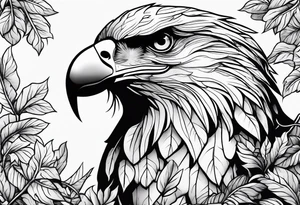Leafy vines with eagle tattoo idea