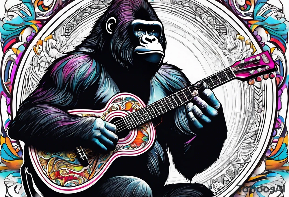 gorila tocando guitarra tattoo idea