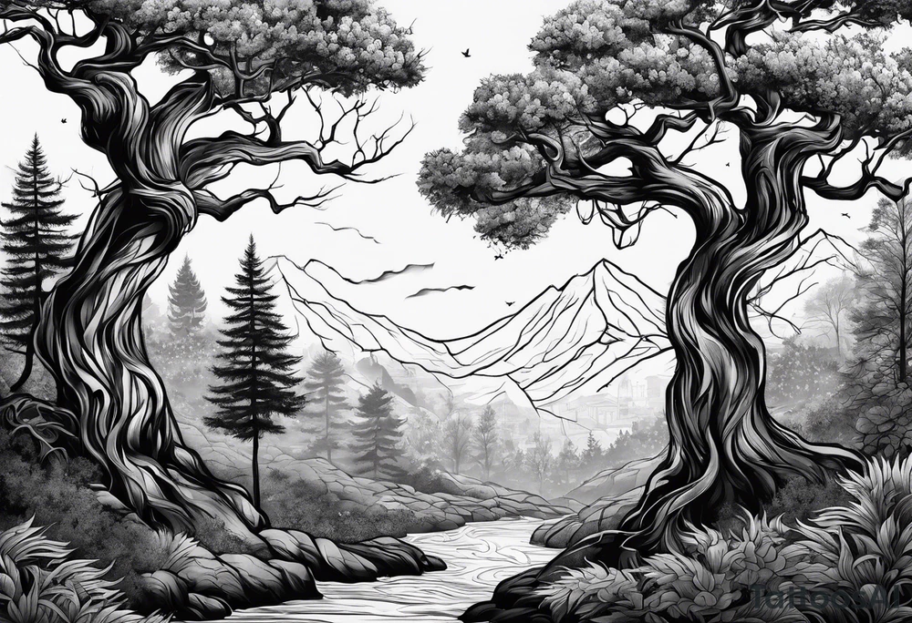 5 trees tattoo idea