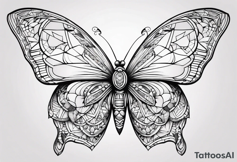 Borboleta com um coração de chama tattoo idea
