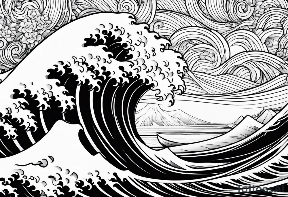 only waves background tattoo idea