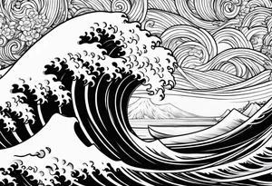 only waves background tattoo idea