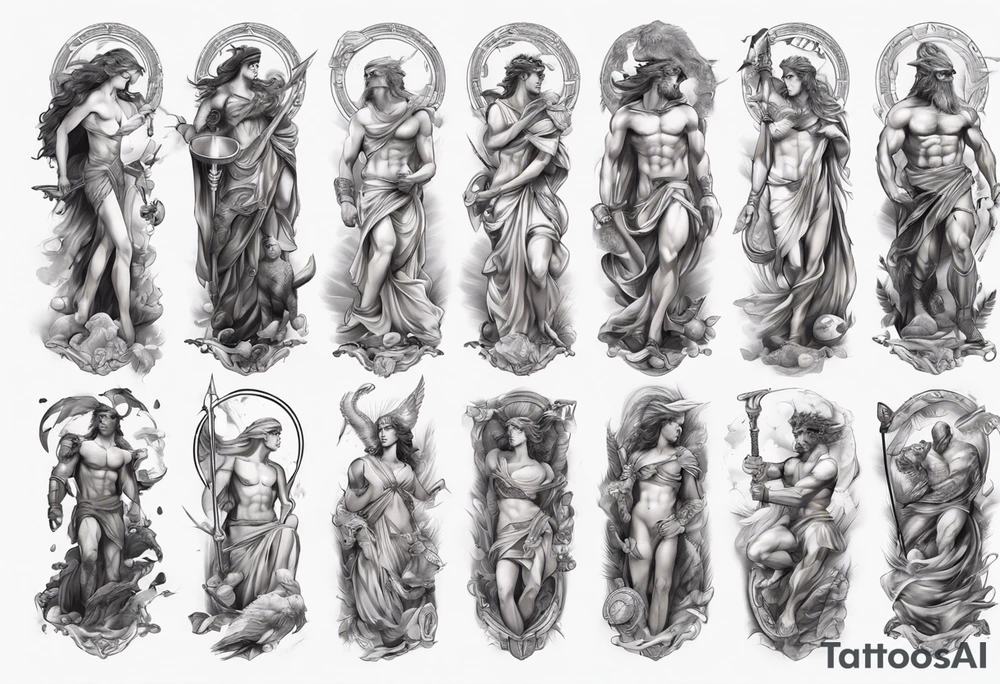 GREEK MYTHOLOGY ARM SLEEVE tattoo idea