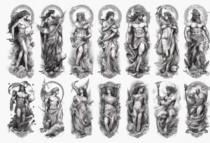 GREEK MYTHOLOGY ARM SLEEVE tattoo idea