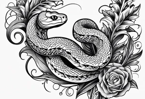 elongated snake with leaves and vines  forearm tattoo tattoo idea