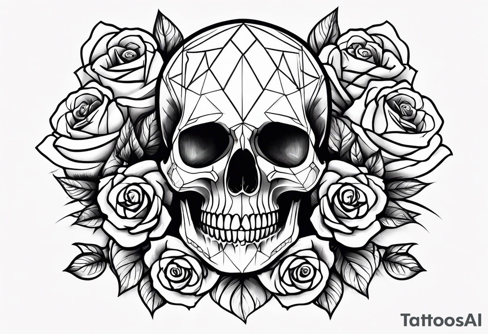 skull and roses tattoo idea