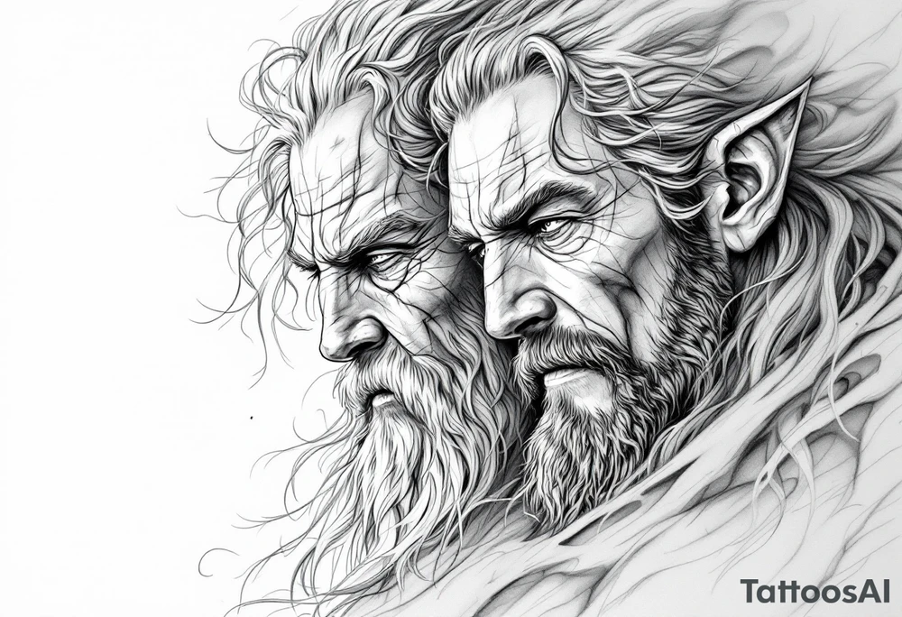 Gandalf and frodo journeying together tattoo idea