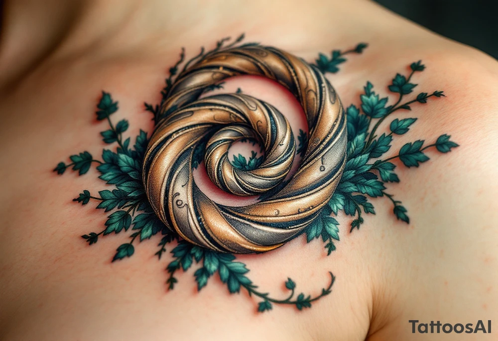 A triple spiral (triskele) in earthy browns and mossy greens, rooted in Celtic tradition. tattoo idea