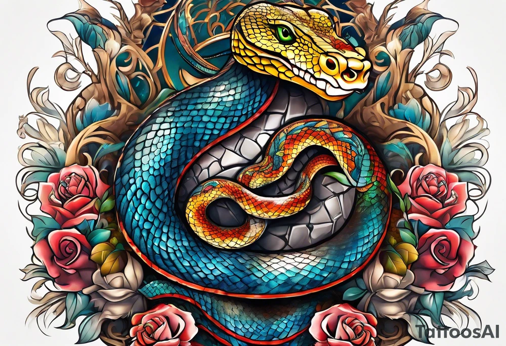 Python through the name Harmony tattoo idea