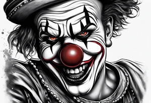 A clown biting a bullet tattoo idea
