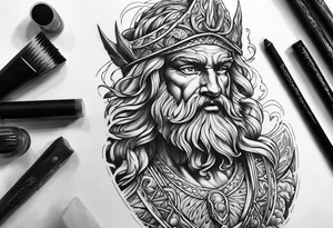 Poseidon als Windsurfer tattoo idea
