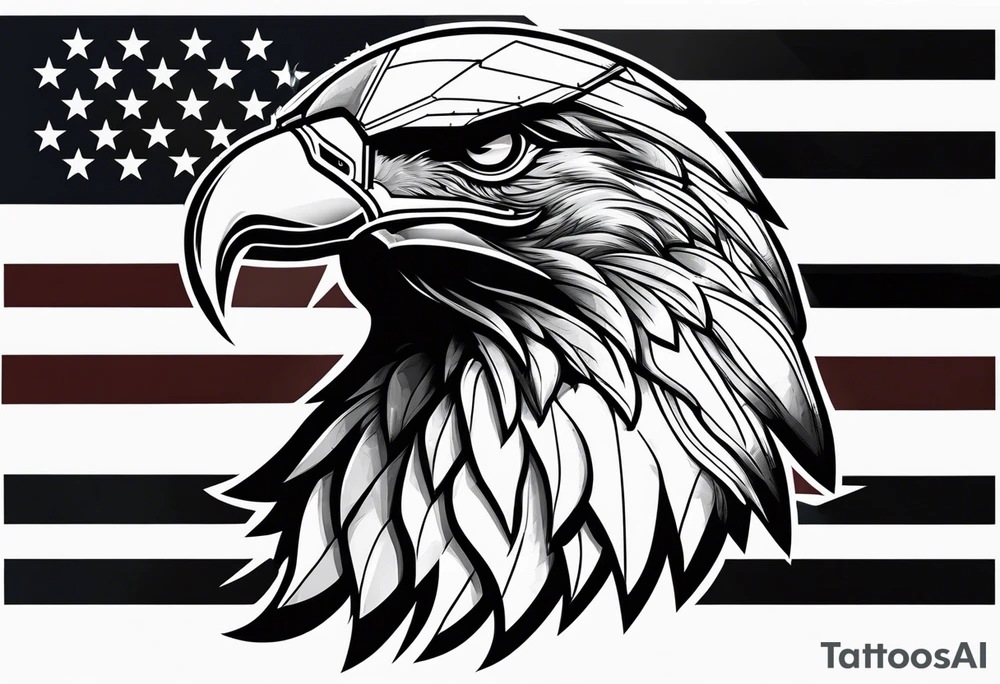 Spartan warrior helmet with American flag bald eagle tattoo idea