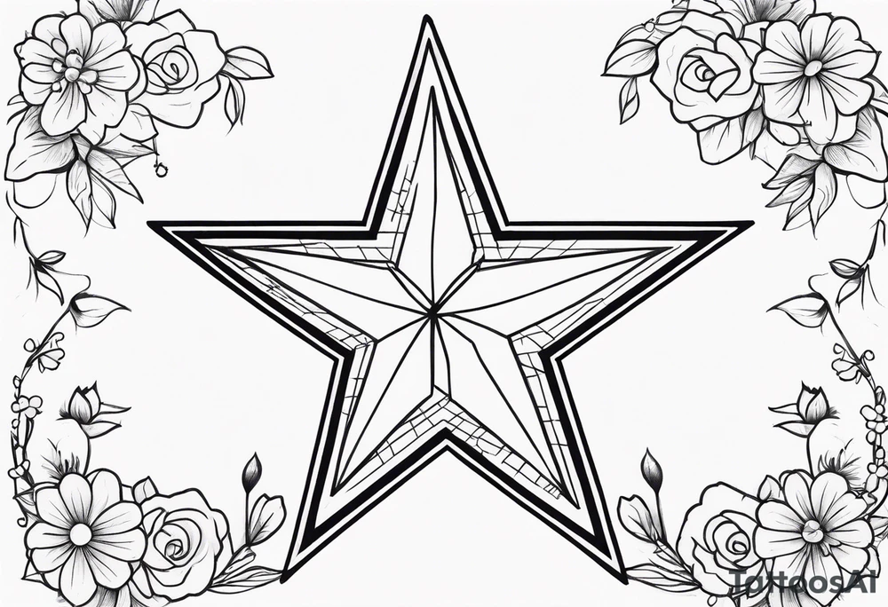 Stars and floral tattoo idea