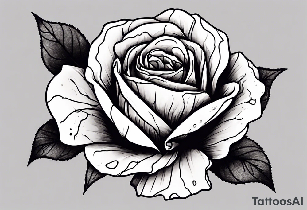 just the flower part of the rose with a stem that is bleeding, simple tattoo idea