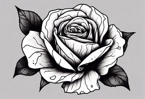 just the flower part of the rose with a stem that is bleeding, simple tattoo idea