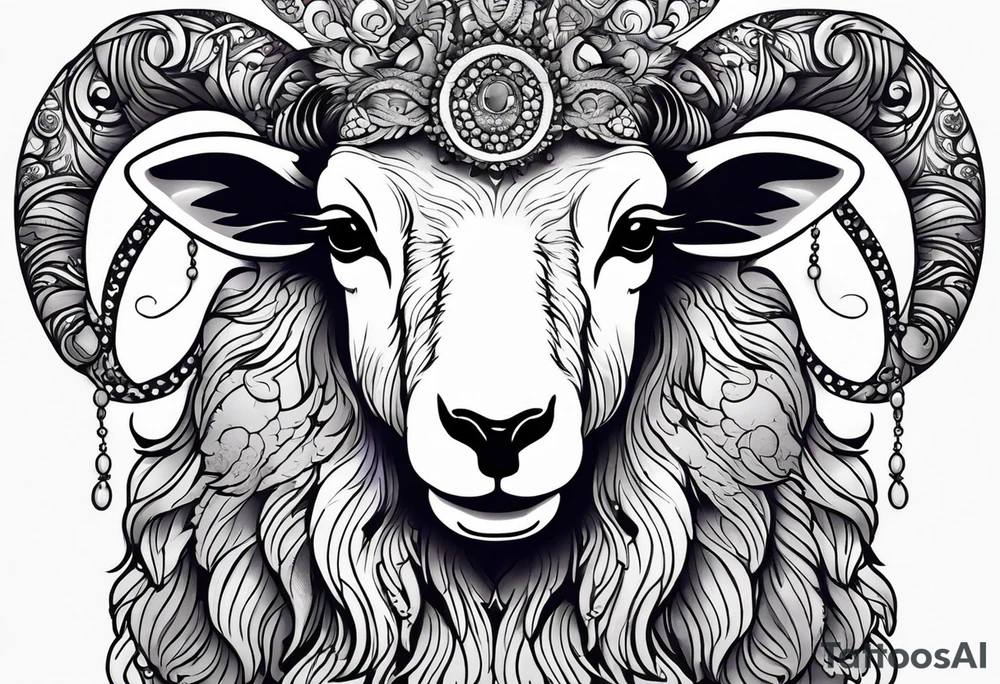 sheep with an earring tattoo idea