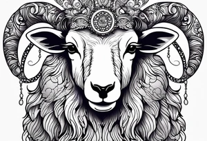 sheep with an earring tattoo idea