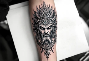 beautiful dmt deity with 3rd eye open tattoo idea