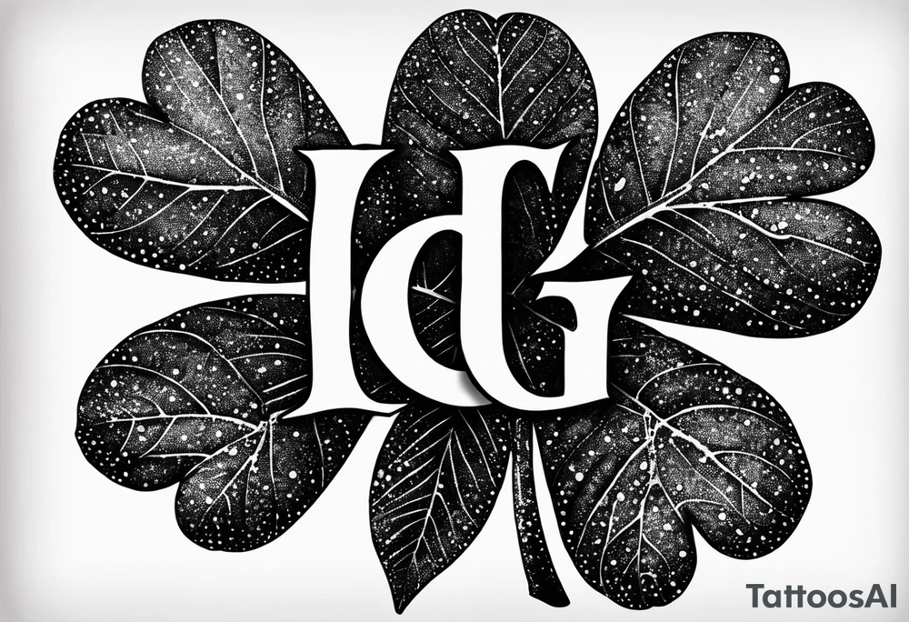 3 leaf clover with letters G T and JK in each leaf tattoo idea