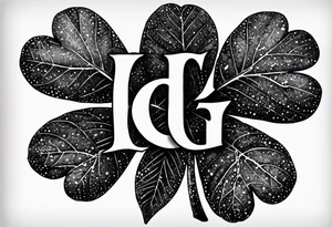 3 leaf clover with letters G T and JK in each leaf tattoo idea