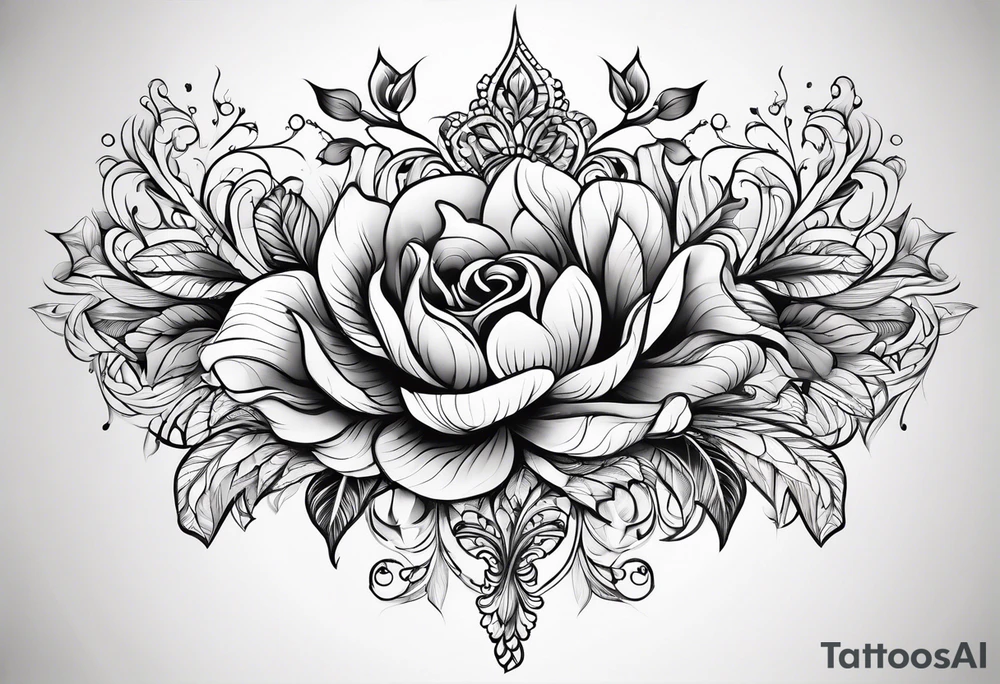 ornaments of flowers tattoo idea