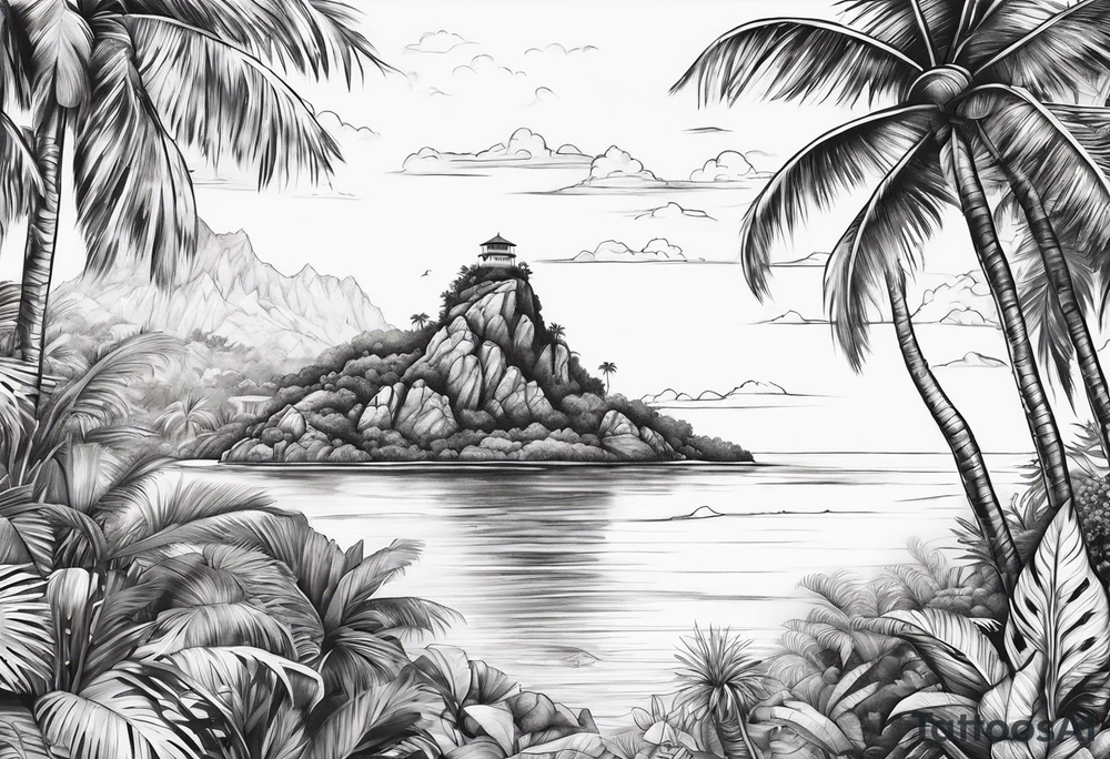 island background tattoo idea
