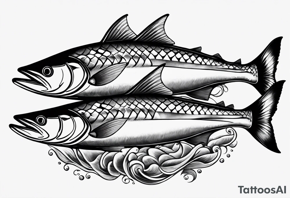 Shoal of mackerel in the ocean tattoo idea