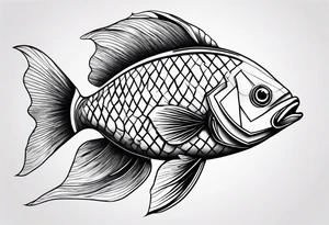 Fish made out of fire  eating earth ball tattoo idea