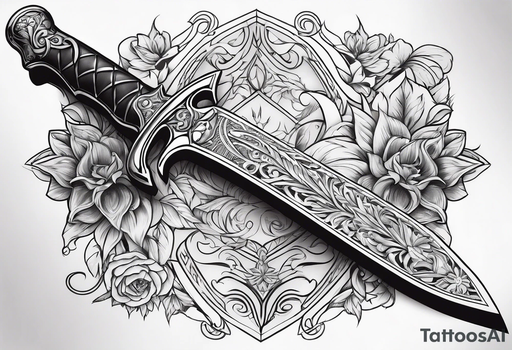 Dagger,women curved on the blade, tattoo idea