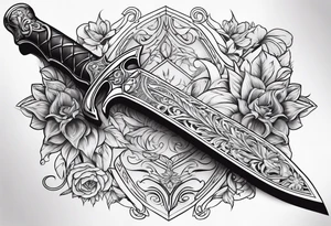 Dagger,women curved on the blade, tattoo idea