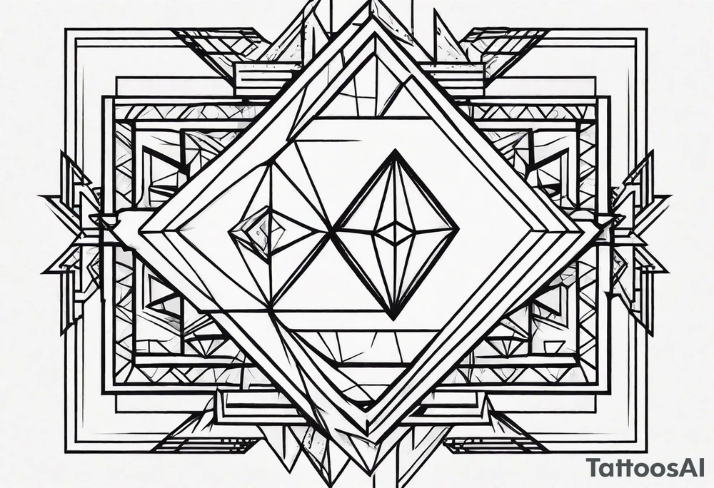 simple line tattoo of geometric dimond tattoo idea