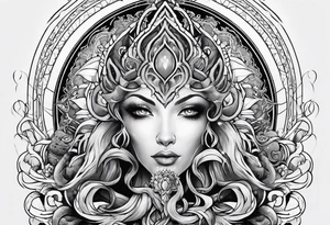 Vertical full sleeve. Lovecraftian creature, protecting a token of love. tattoo idea
